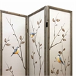 Bowery Hill 3-Panel Art Screen with Hand Painted Fabric Design in Beige