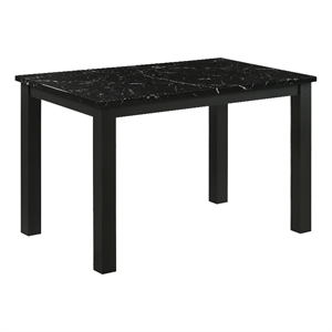 Bowery Hill Dining Table with Black Faux Marble Top and Wood Legs