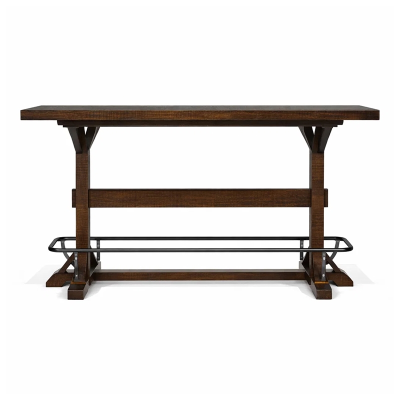 Bowery Hill 78 in Rectangular Pub Bar Table in Dark Brown Wood Finish