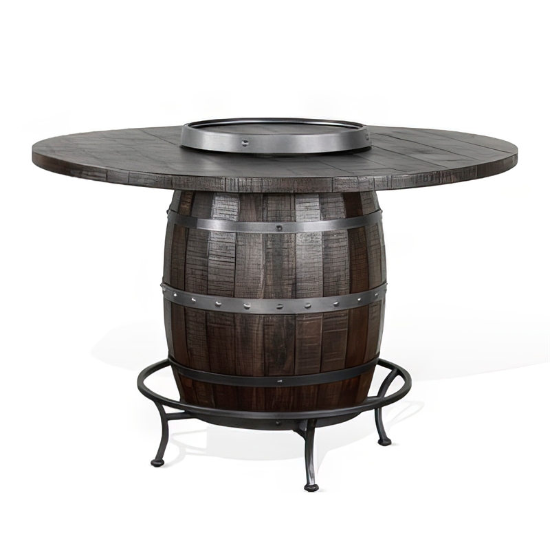 Bowery Hill 54 in Counter Height Pub Table with Barrel Design in Brown