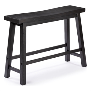 Bowery Hill Counter Height Bench in Charcoal Black Acacia Wood
