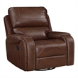 Bowery Hill 41 Inch Swivel Manual Recliner Chair in Brown Faux Leather