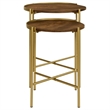 Bowery Hill 2 Piece Round Nesting Tables in Mango Wood and Gold Iron