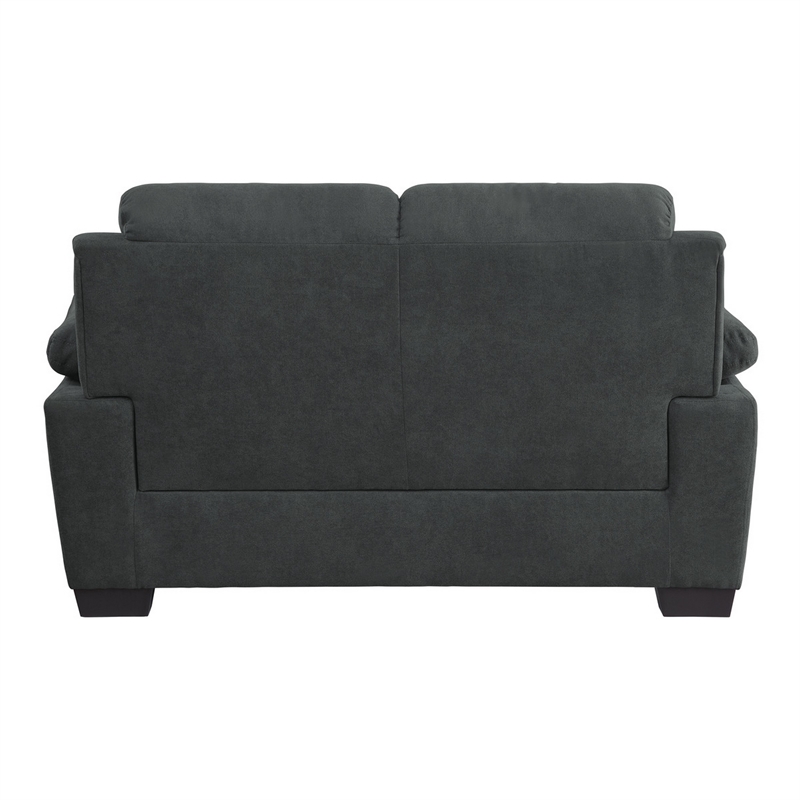 Bowery Hill 58 Inch Loveseat with Polyester Upholstery in Dark Gray