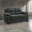 Bowery Hill 58 Inch Loveseat with Polyester Upholstery in Dark Gray