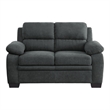 Bowery Hill 58 Inch Loveseat with Polyester Upholstery in Dark Gray