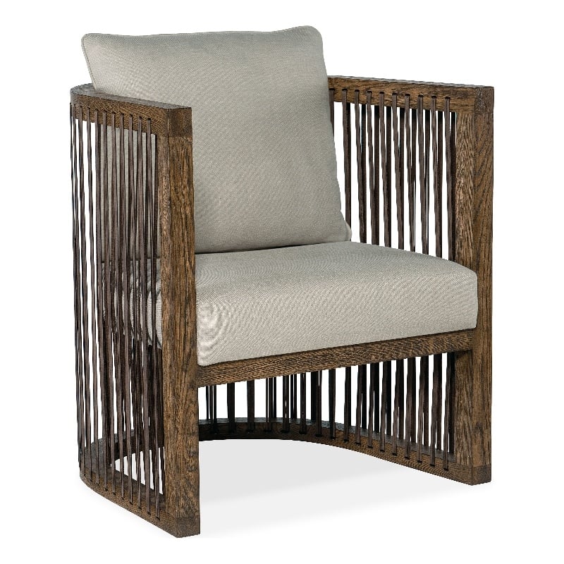 Bowery Hill Contemporary Club Chair with Leather Strapping in Brown