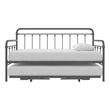 Bowery Hill Twin Metal Daybed with Pop Up Trundle in Gray