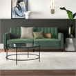 Bowery Hill Convertible Futon in Light Green Velvet with Tapered Legs