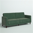 Bowery Hill Convertible Futon in Light Green Velvet with Tapered Legs