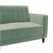 Bowery Hill Convertible Futon in Light Green Velvet with Tapered Legs