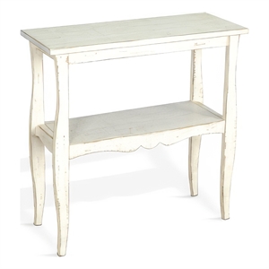 Bowery Hill Side End Table with Scalloped Trim in Distressed White Mahogany