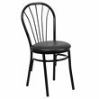 Bowery Hill Fan Back Metal Dining Chair with Vinyl Seat in Black