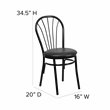 Bowery Hill Fan Back Metal Dining Chair with Vinyl Seat in Black
