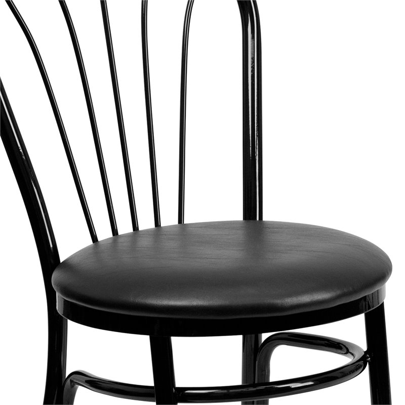 Bowery Hill Fan Back Metal Dining Chair with Vinyl Seat in Black