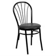 Bowery Hill Fan Back Metal Dining Chair with Vinyl Seat in Black