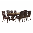 Bowery Hill 9-Piece Extendable Pedestal Dining Set in Brown Cherry