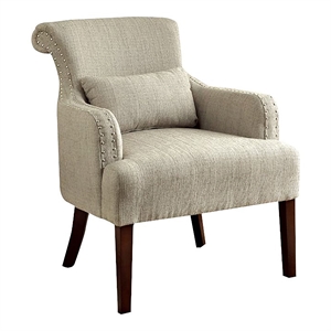 Bowery Hill Fabric Upholstered Contemporary Accent Chair in Beige