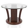 Bowery Hill Glass Top 3-Piece Coffee Table Set in Dark Cherry Finish