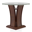 Bowery Hill Glass Top 3-Piece Coffee Table Set in Dark Cherry Finish