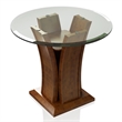 Bowery Hill Glass Top 3-Piece Coffee Table Set in Dark Cherry Finish