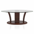 Bowery Hill Glass Top 3-Piece Coffee Table Set in Dark Cherry Finish