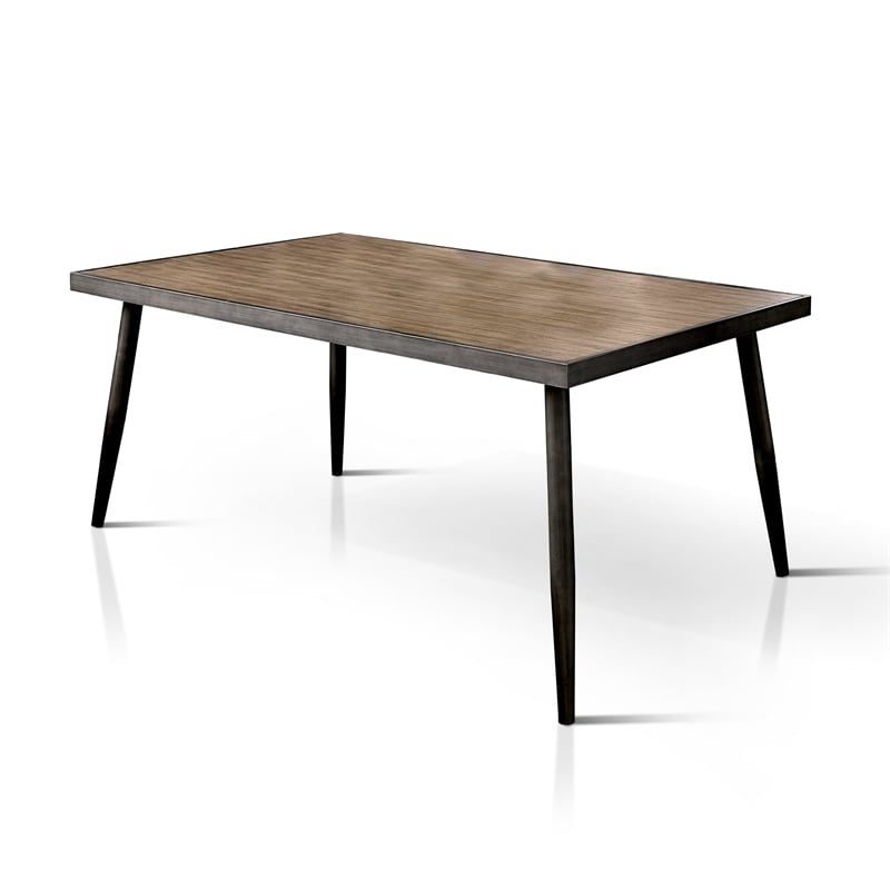 Bowery Hill Mid-century Modern Metal Dining Table in Gray Finish