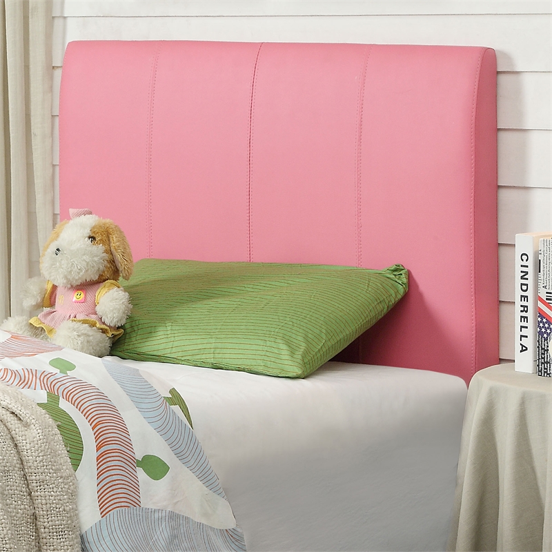 Bowery Hill Faux Leather Full/Queen Panel Headboard in Pink