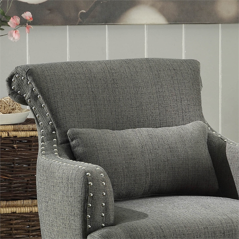 Bowery Hill Contemporary Gray Fabric Upholstered Accent Chair