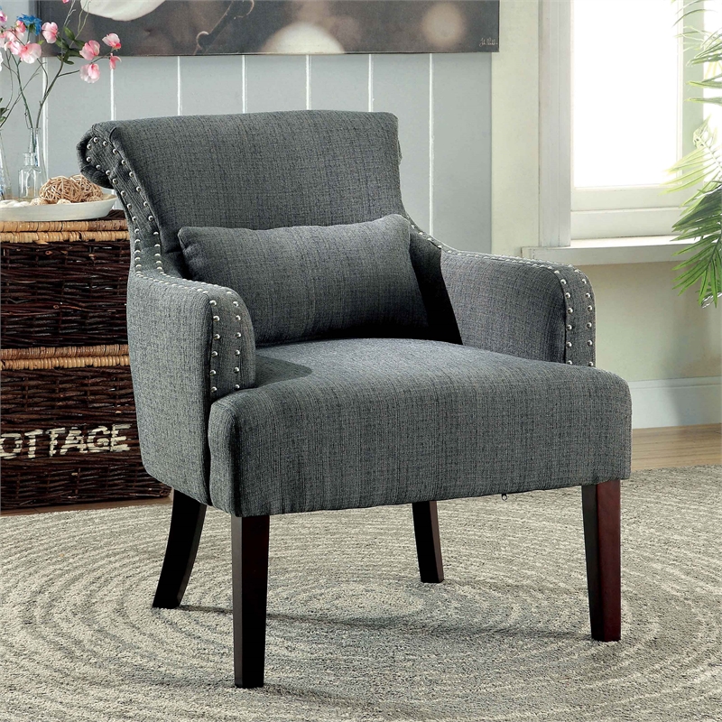 Bowery Hill Contemporary Gray Fabric Upholstered Accent Chair