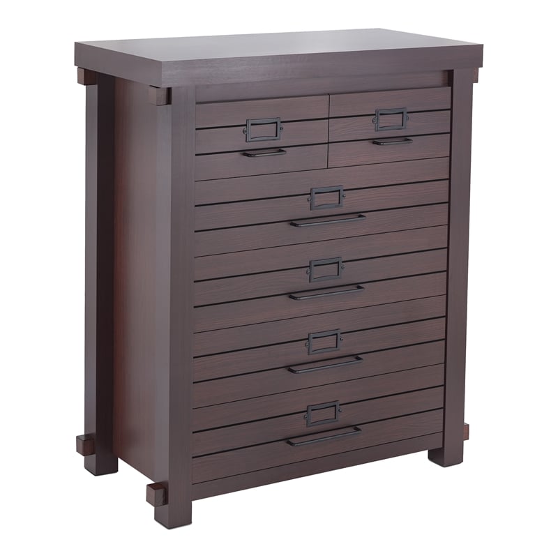 Bowery Hill Transitional Wood 6-Drawer Chest in Espresso