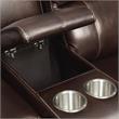 Bowery Hill Brown Top Grain Leather Reclining Loveseat with Storage