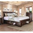 Bowery Hill Wood King Storage Platform Bed in Brown Cherry