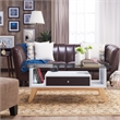 Bowery Hill Mid-Century Glass Top Coffee Table in Espresso Finish