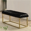 Bowery Hill Faux Fur Long Bench in Black with Gold Frame