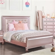 Bowery Hill Solid Wood Tufted Full Panel Bed in Rose Gold