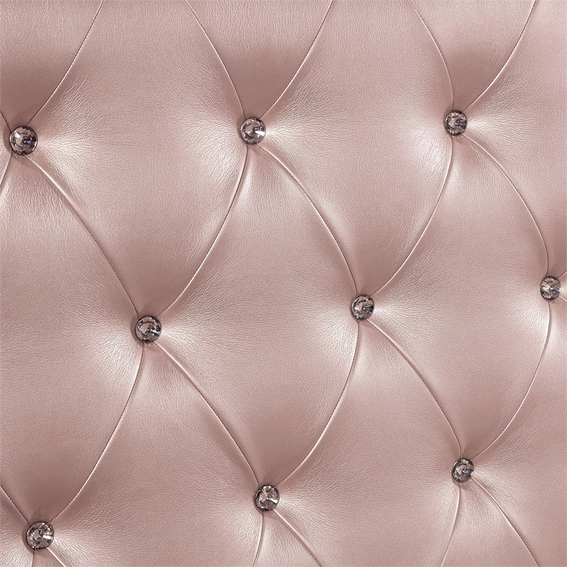 Bowery Hill Solid Wood Tufted Full Panel Bed in Rose Gold