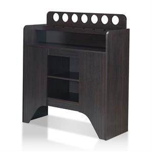 Bowery Hill Contemporary Wood Buffet with 7-Bottle Storage in Espresso