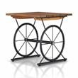 Bowery Hill Wood and Steel Wheel-Base End Table in Warm Oak & Black