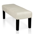 Bowery Hill Contemporary Ivory Fabric Bench with Wood Legs
