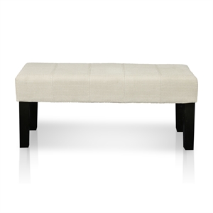 Bowery Hill Contemporary Ivory Fabric Bench with Wood Legs