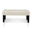 Bowery Hill Contemporary Ivory Fabric Bench with Wood Legs