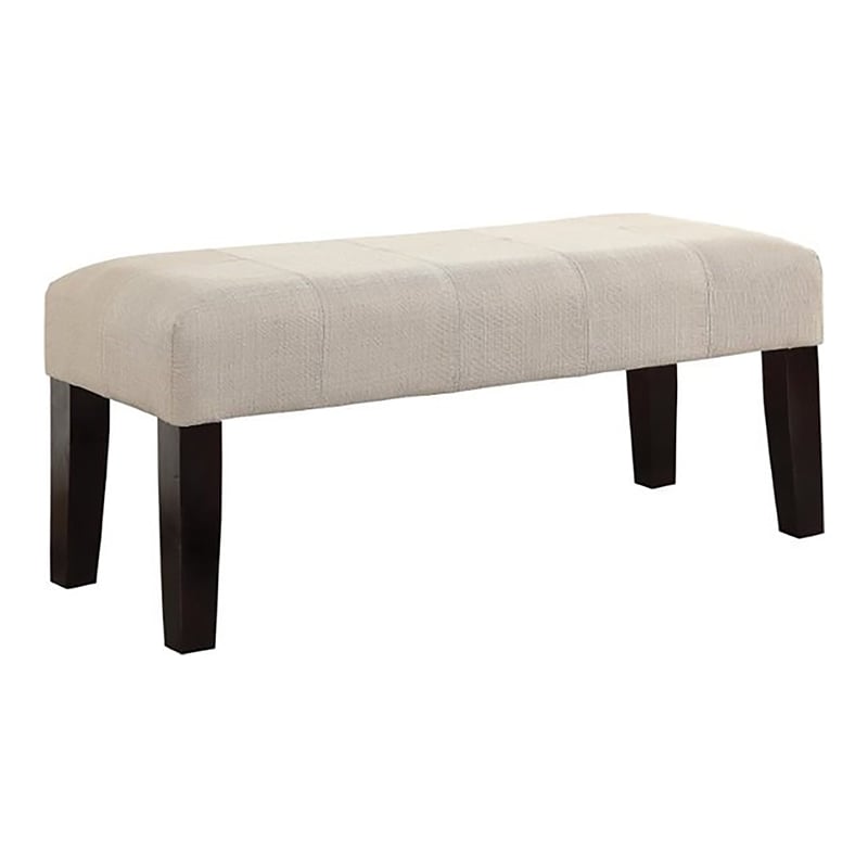 Bowery Hill Contemporary Ivory Fabric Bench with Wood Legs