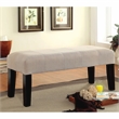 Bowery Hill Contemporary Ivory Fabric Bench with Wood Legs