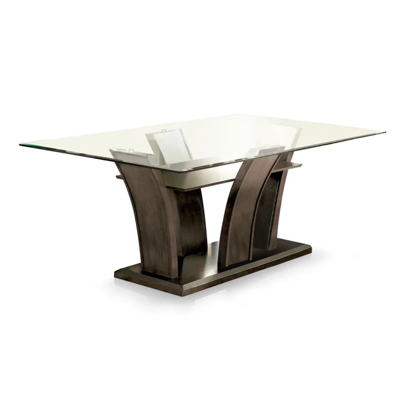 Bowery Hill 7-Piece Contemporary Wood Dining Table Set in Brown Cherry Finish