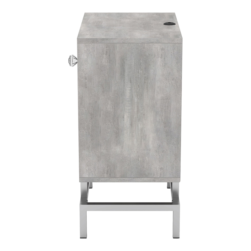 Bowery Hill Light Gray Wood 1-Drawer End Table with USB Port