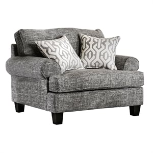 Bowery Hill Transitional Fabric Armchair in Gray with Rolled Arms