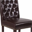 Bowery Hill Leather Upholstered Parson Dining Side Chair in Brown