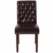 Bowery Hill Leather Upholstered Parson Dining Side Chair in Brown
