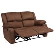 Bowery Hill Microfiber Upholstered Reclining Loveseat in Brown